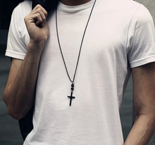 Load image into Gallery viewer, cross necklace pendant leather mens fashion zara