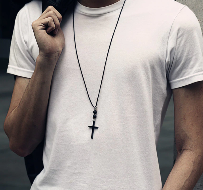 cross necklace pendant leather mens fashion zara