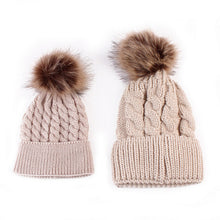 Load image into Gallery viewer, Matching PomPom Hat for kids and adults fashion
