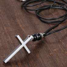 Load image into Gallery viewer, cross necklace pendant leather mens fashion zara