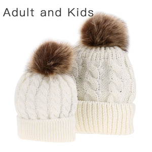Matching PomPom Hat for kids and adults fashion pearl