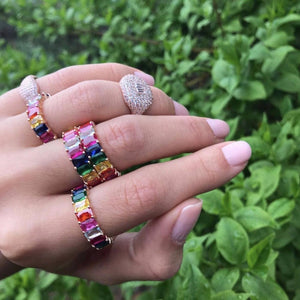 Rainbow Cubic Zirconia RIngs