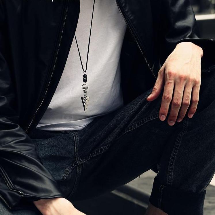 arrow necklace pendant leather mens fashion boohoo man