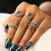 Load image into Gallery viewer, Crystal Moon Ring Set