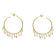 Load image into Gallery viewer, Crystal Tassel Hoops