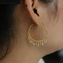 Load image into Gallery viewer, Crystal Tassel Hoops
