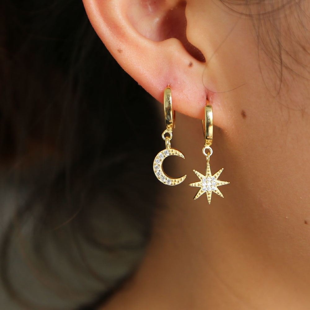 Star and Moon Earrings